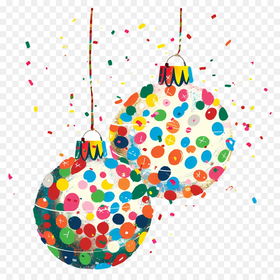 Ornements De Boules De Confettis，Boules D'ornement Colorées PNG