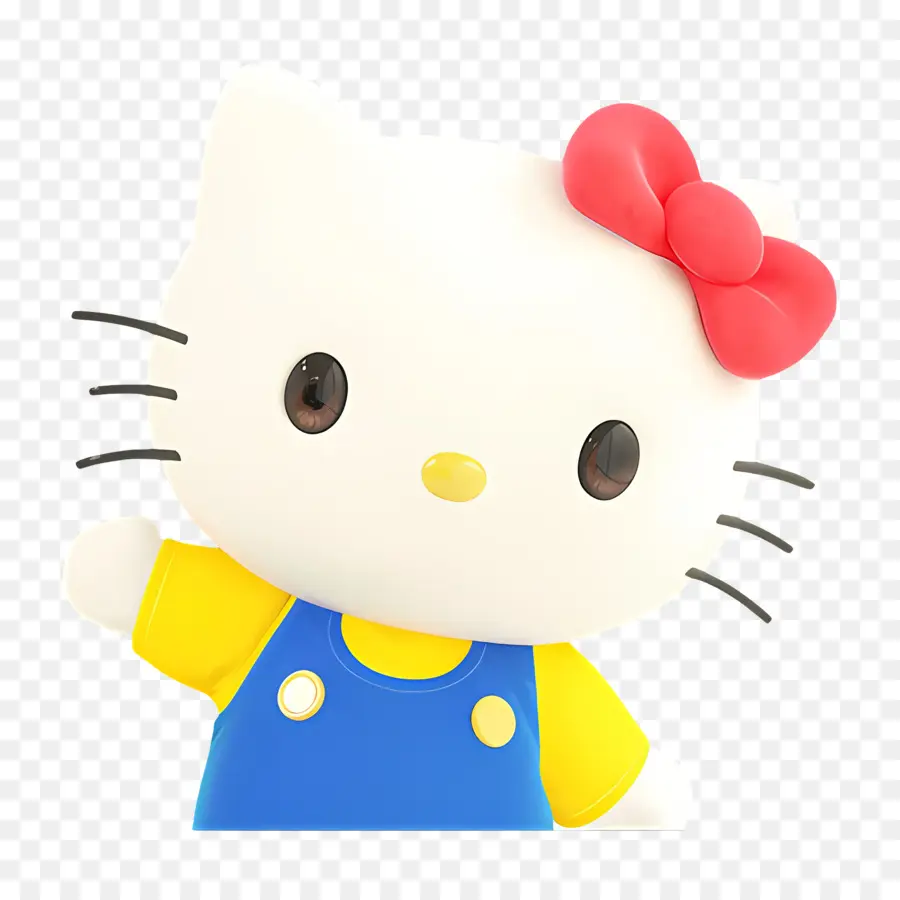 Bonjour Kitty，Chat Blanc Avec Noeud Rouge PNG