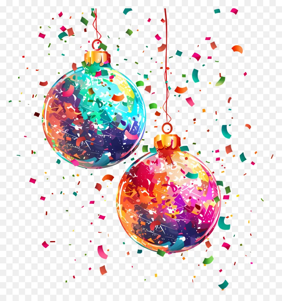 Ornements De Boules De Confettis，Ornements Colorés PNG