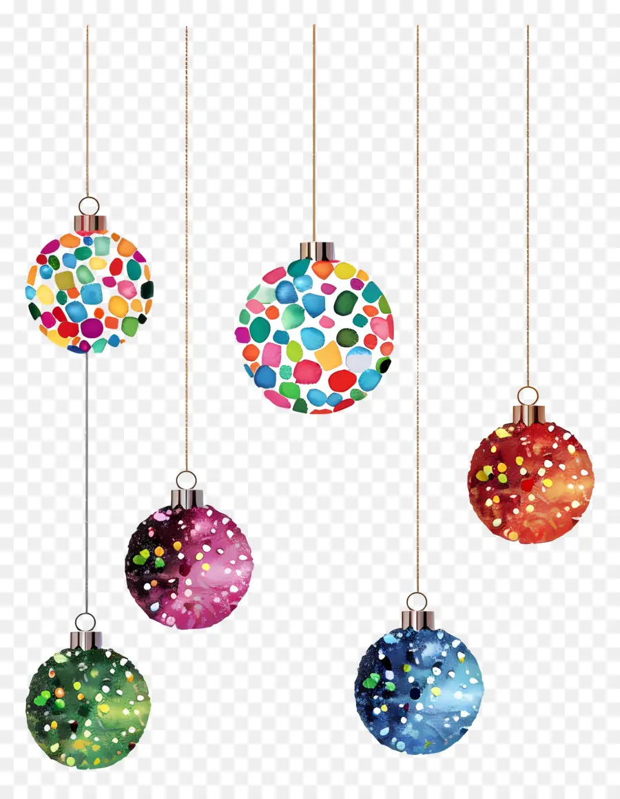 Ornements De Boules De Confettis，Ornements Colorés PNG