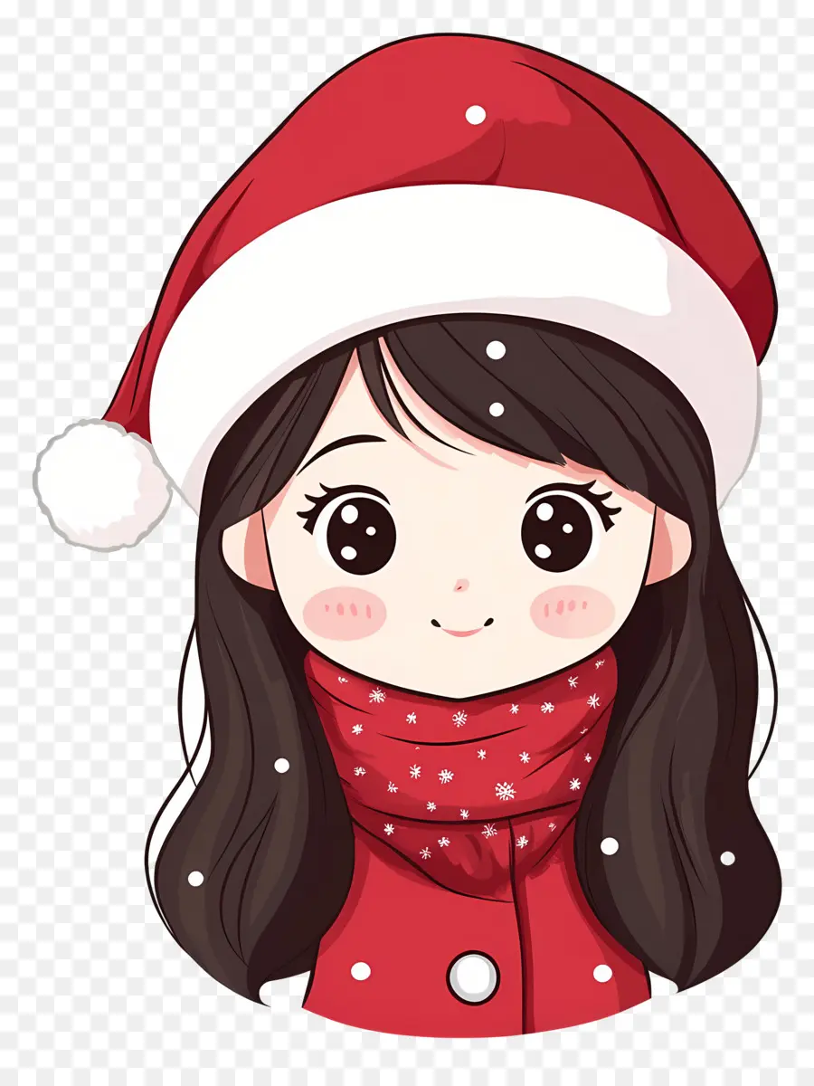 Noël Animé，Chibi Fille Du Père Noël PNG