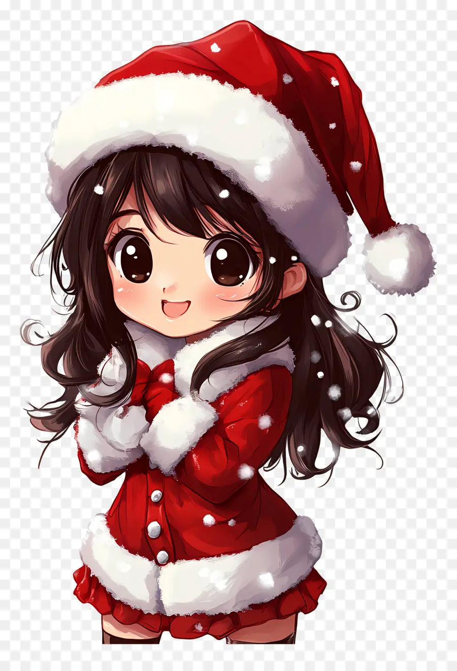 Noël Animé，Anime Girl En Tenue De Père Noël PNG