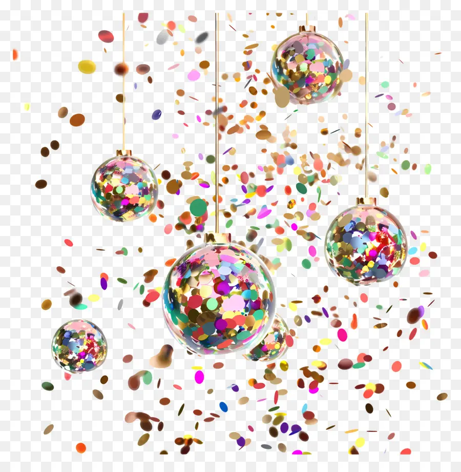 Ornements De Boules De Confettis，Ornements Colorés PNG