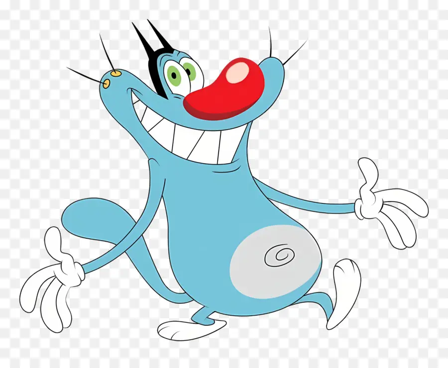 Oggy Et Les Cafards，Chat De Dessin Animé Bleu Souriant PNG