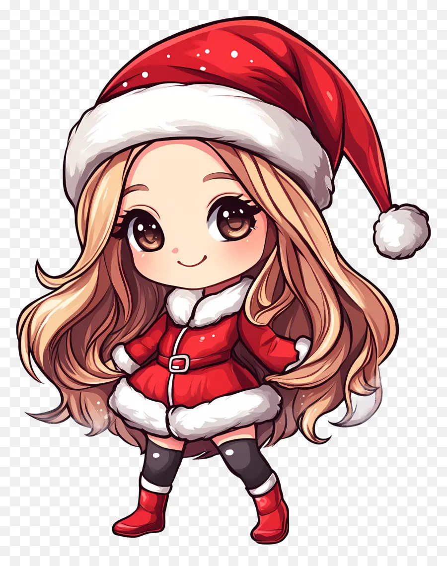 Noël Animé，Chibi Fille Du Père Noël PNG