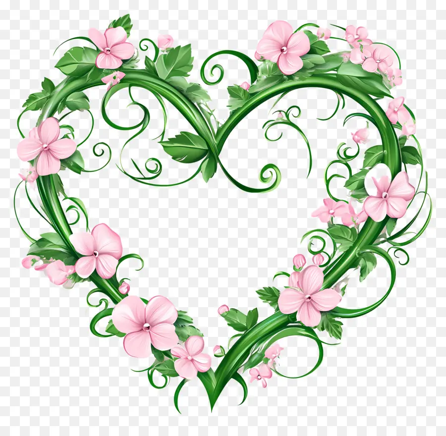 Coeur Saint Valentin，Couronne De Coeur Fleurie PNG