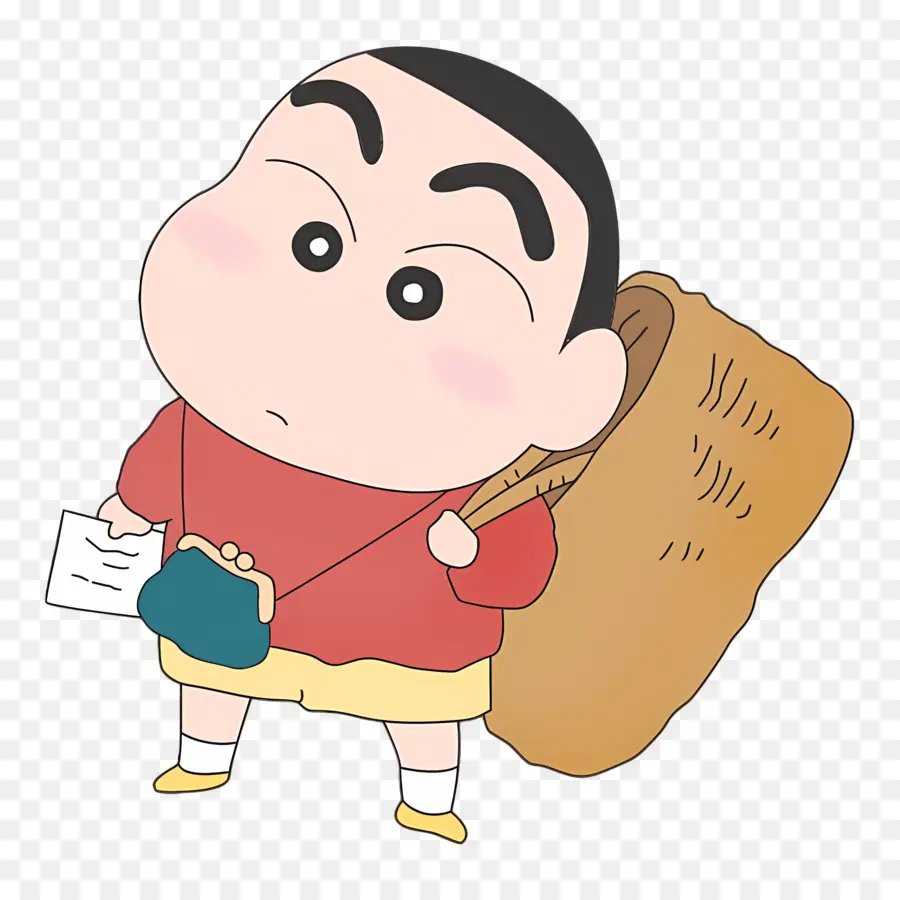 Shin Chan，Garçon De Dessin Animé Avec Sac PNG