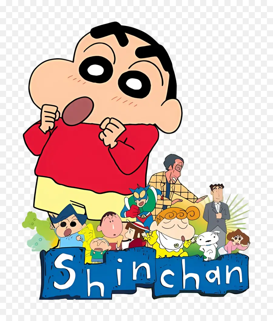 Shin Chan，Garçon De Dessin Animé Avec Des Personnages PNG