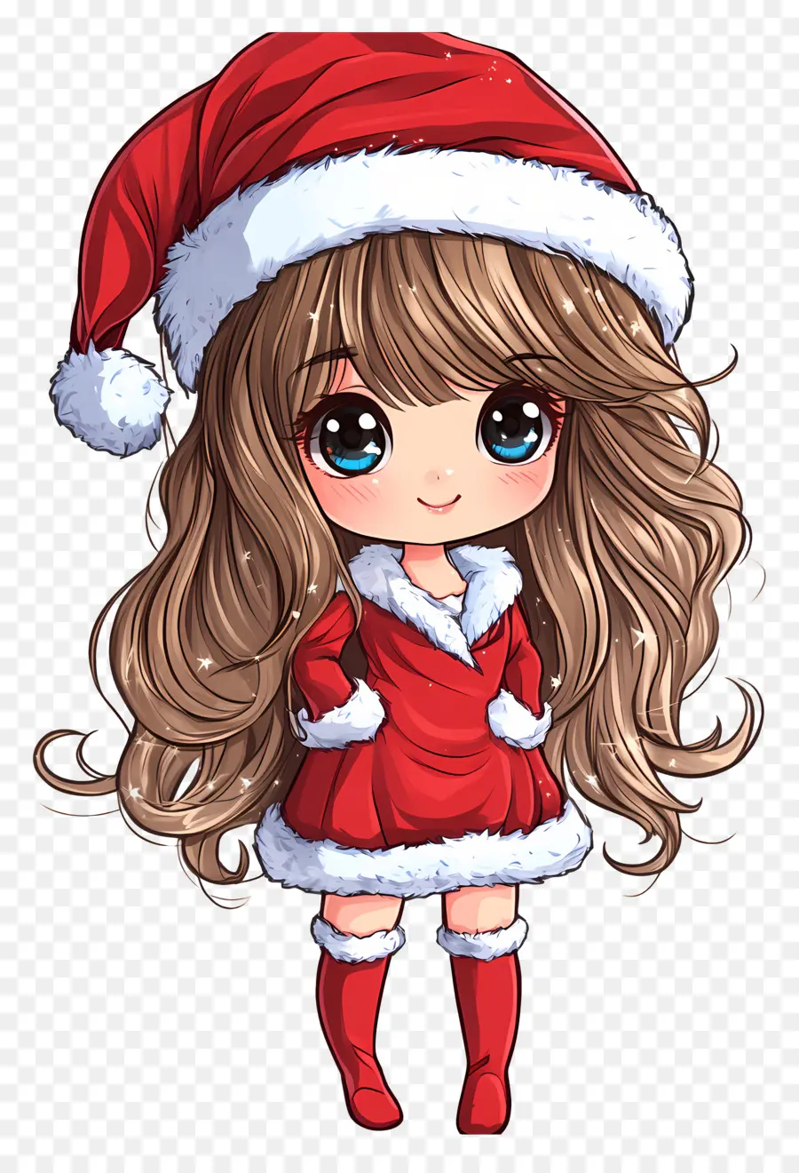 Noël Animé，Chibi Fille Du Père Noël PNG