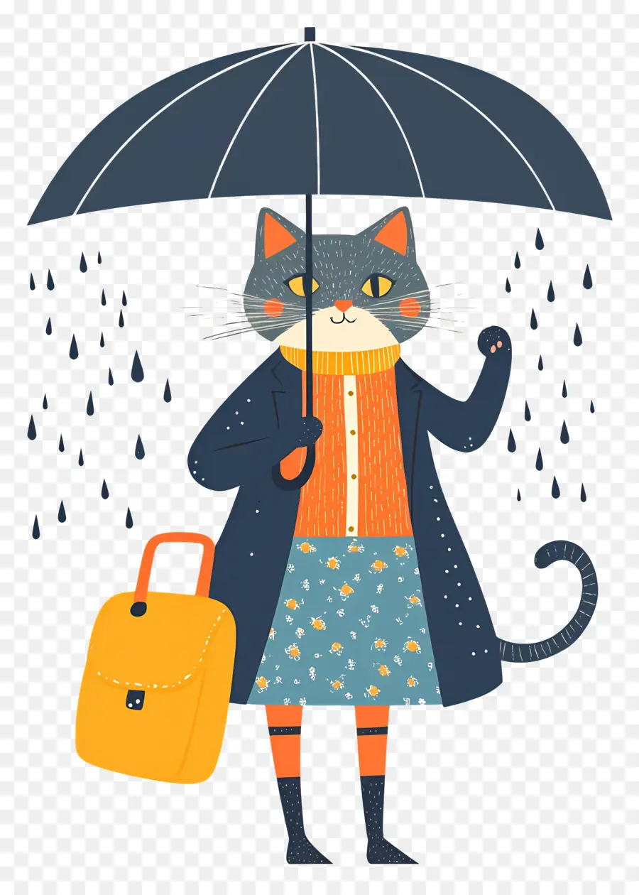 Chat Animé，Chat Avec Parapluie PNG