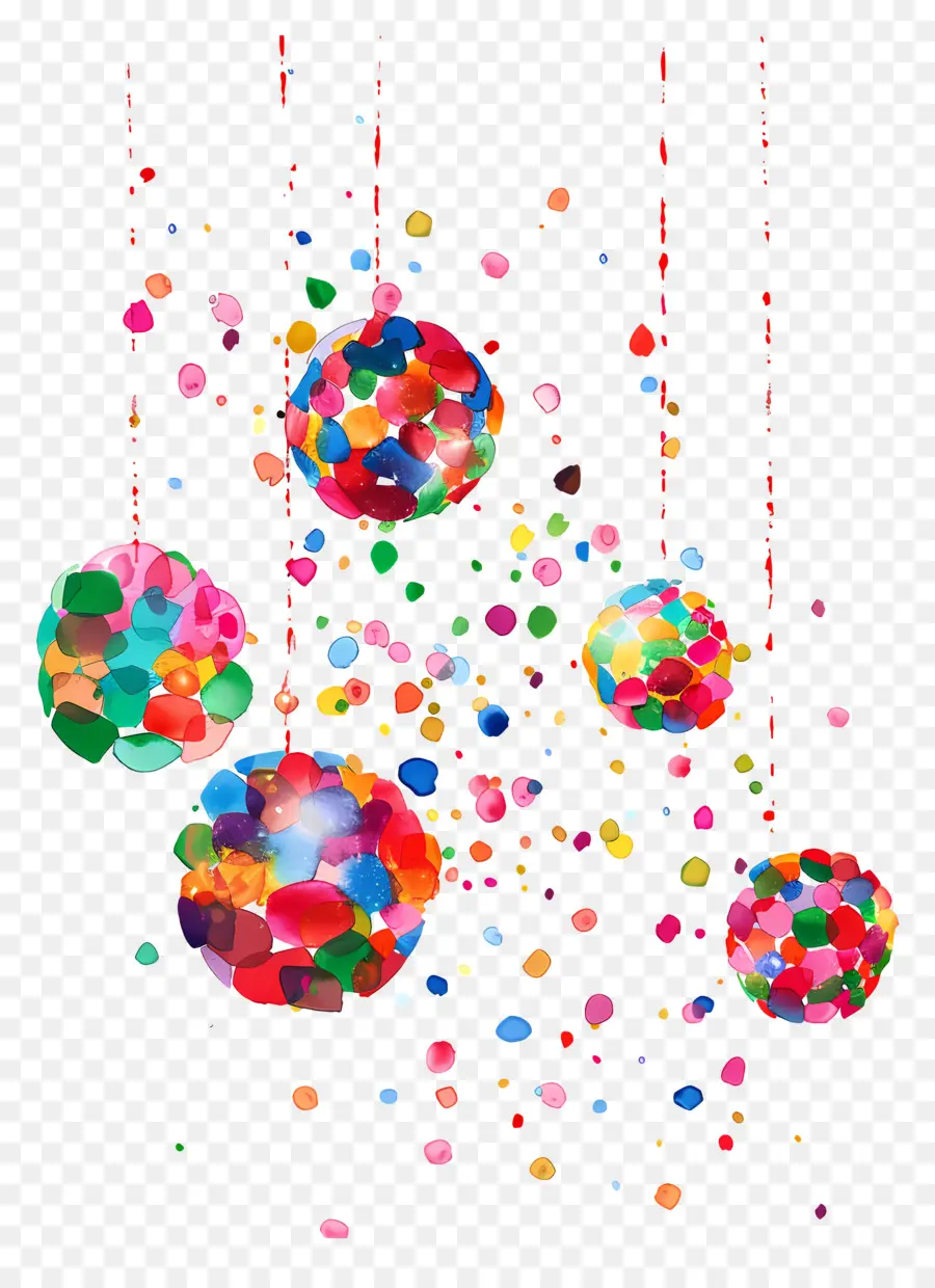 Ornements De Boules De Confettis，Ornements Colorés PNG