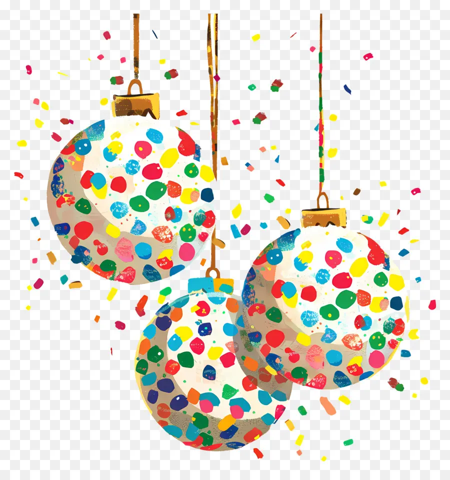 Ornements De Boules De Confettis，Ornements Colorés PNG