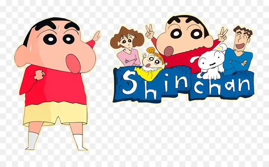 Shin Chan，Famille De Dessin Animé Avec Garçon PNG