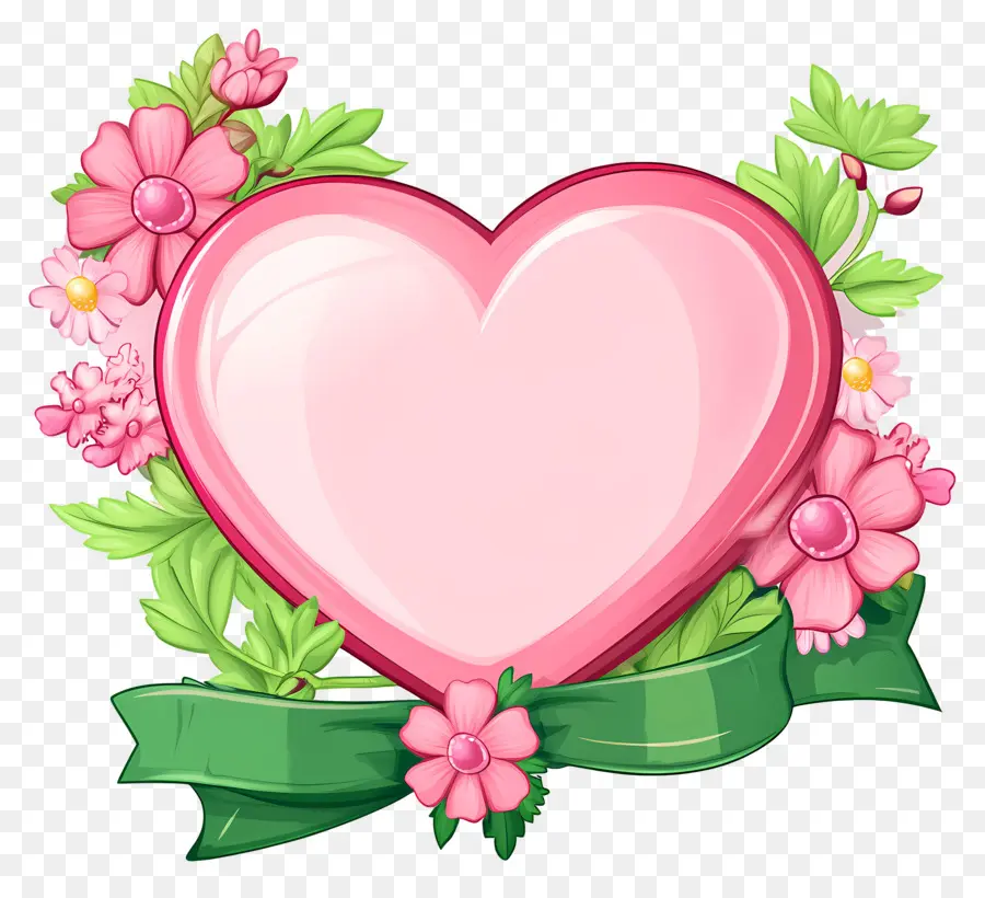 Coeur De Mariage，Cadre Coeur Fleuri PNG