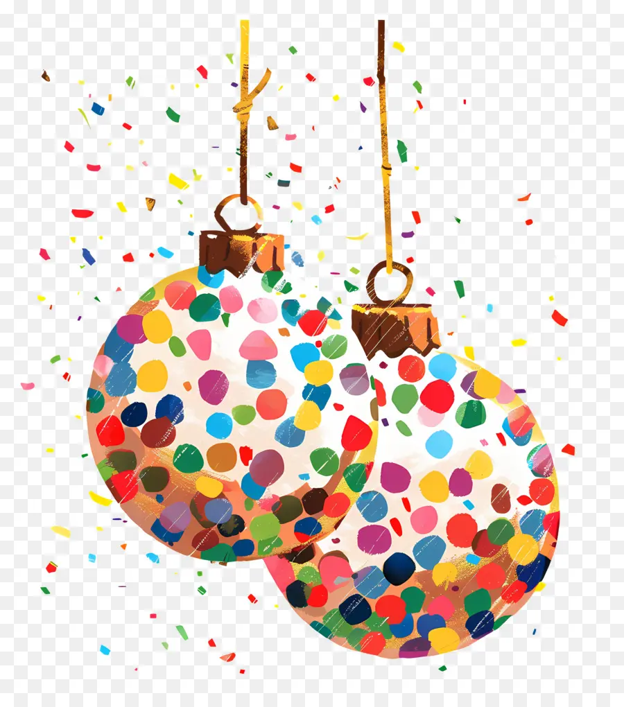 Ornements De Boules De Confettis，Ornements Colorés PNG