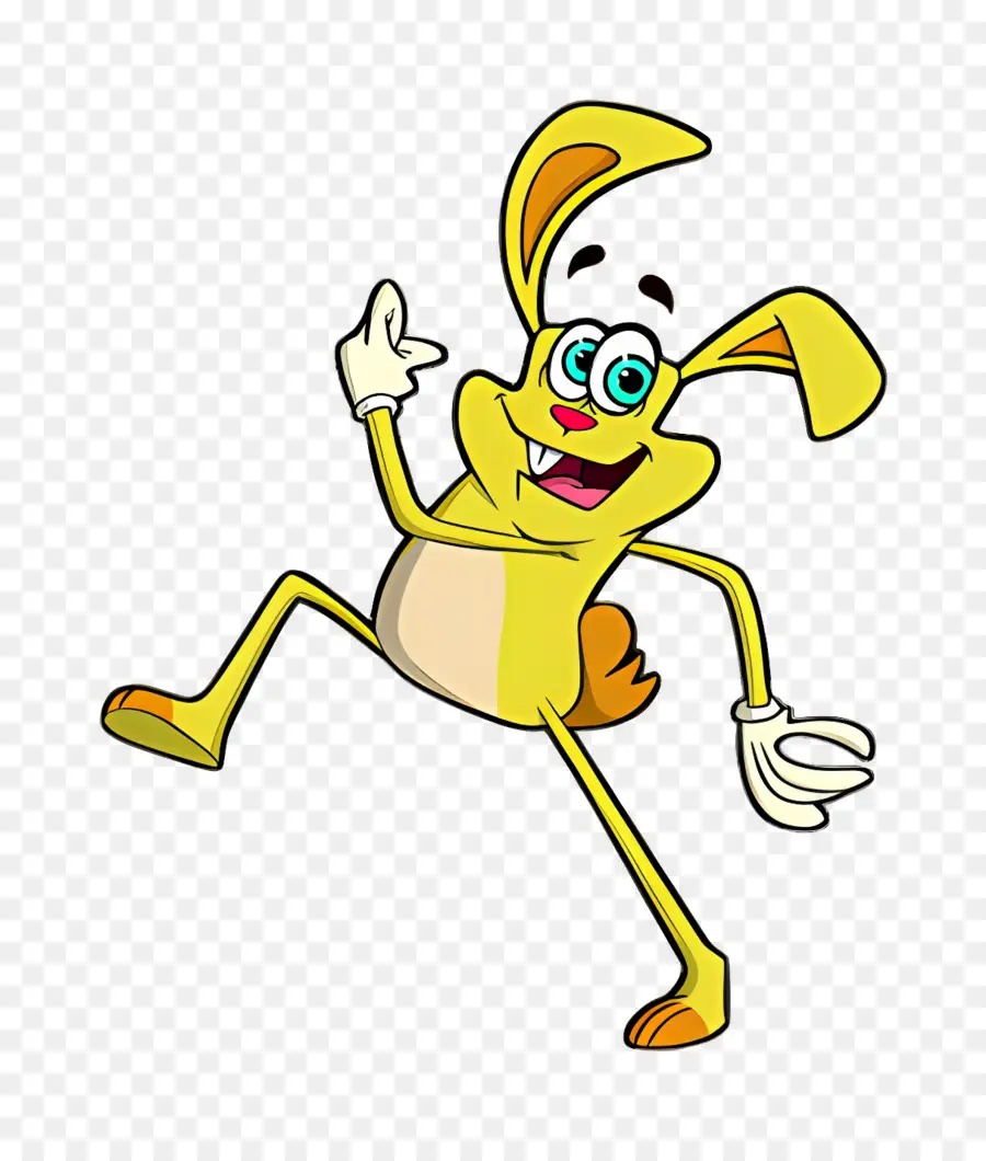 Tik Tak Queue，Lapin De Dessin Animé Jaune PNG