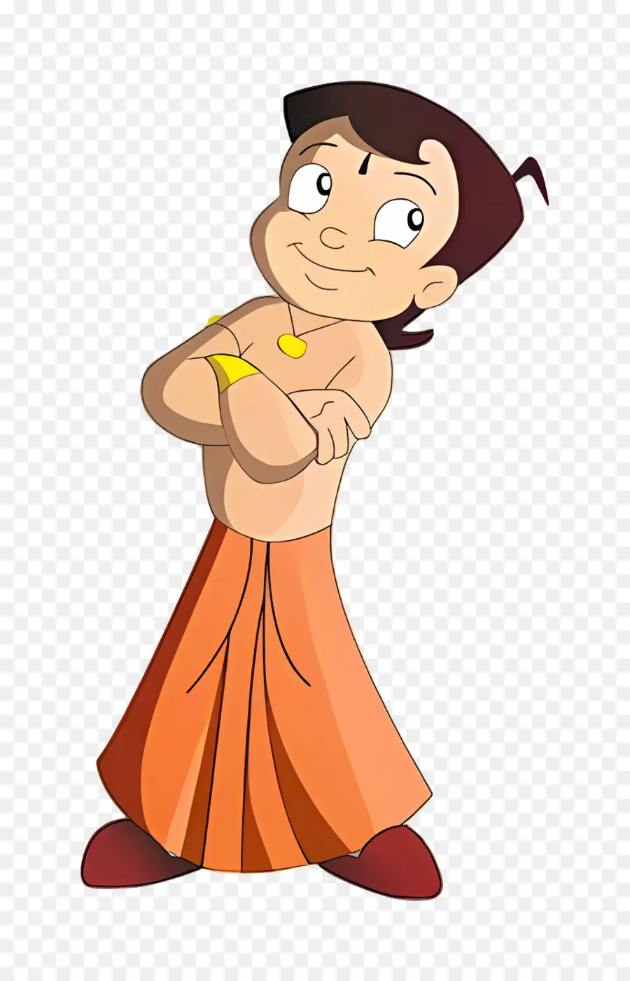 Chhota Bheem，Garçon De Dessin Animé En Orange PNG