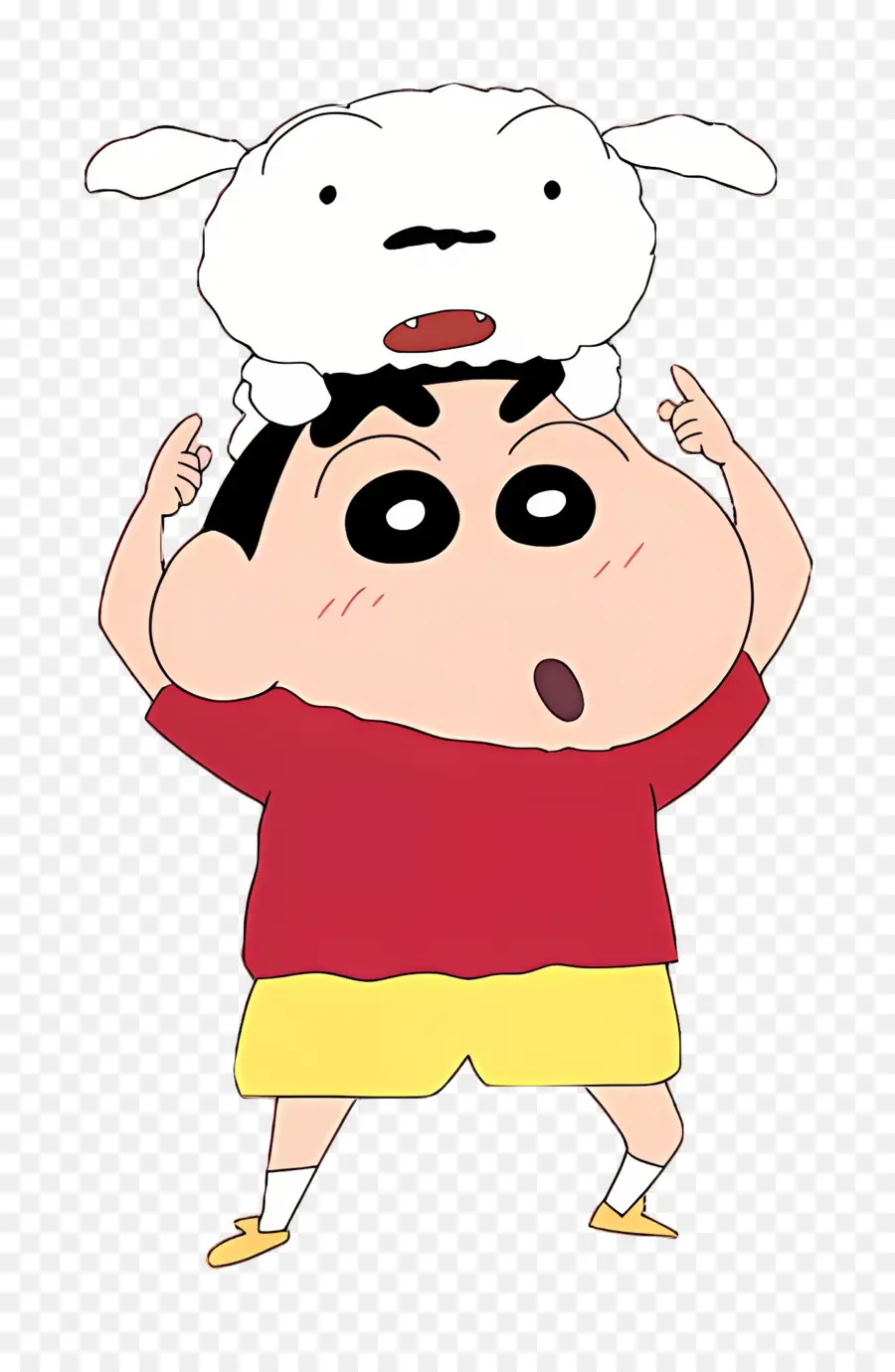 Shin Chan，Garçon De Dessin Animé Avec Un Chien Sur La Tête PNG