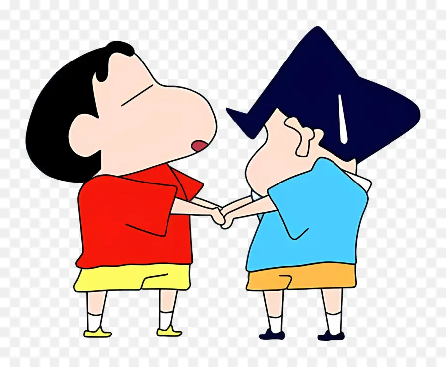 Shin Chan，Deux Personnages De Dessins Animés Se Tenant La Main PNG