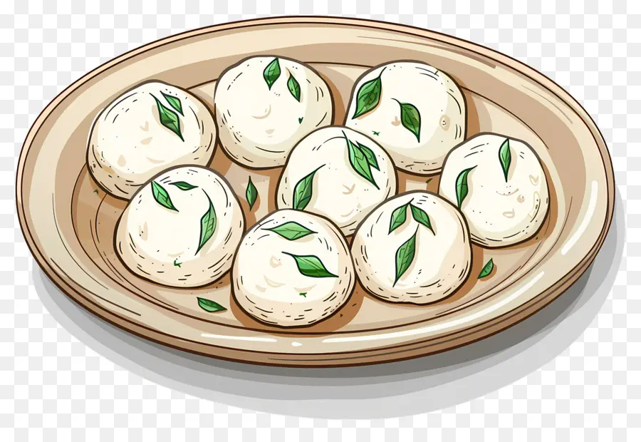 Rasgulla，Assiette De Boules De Fromage PNG