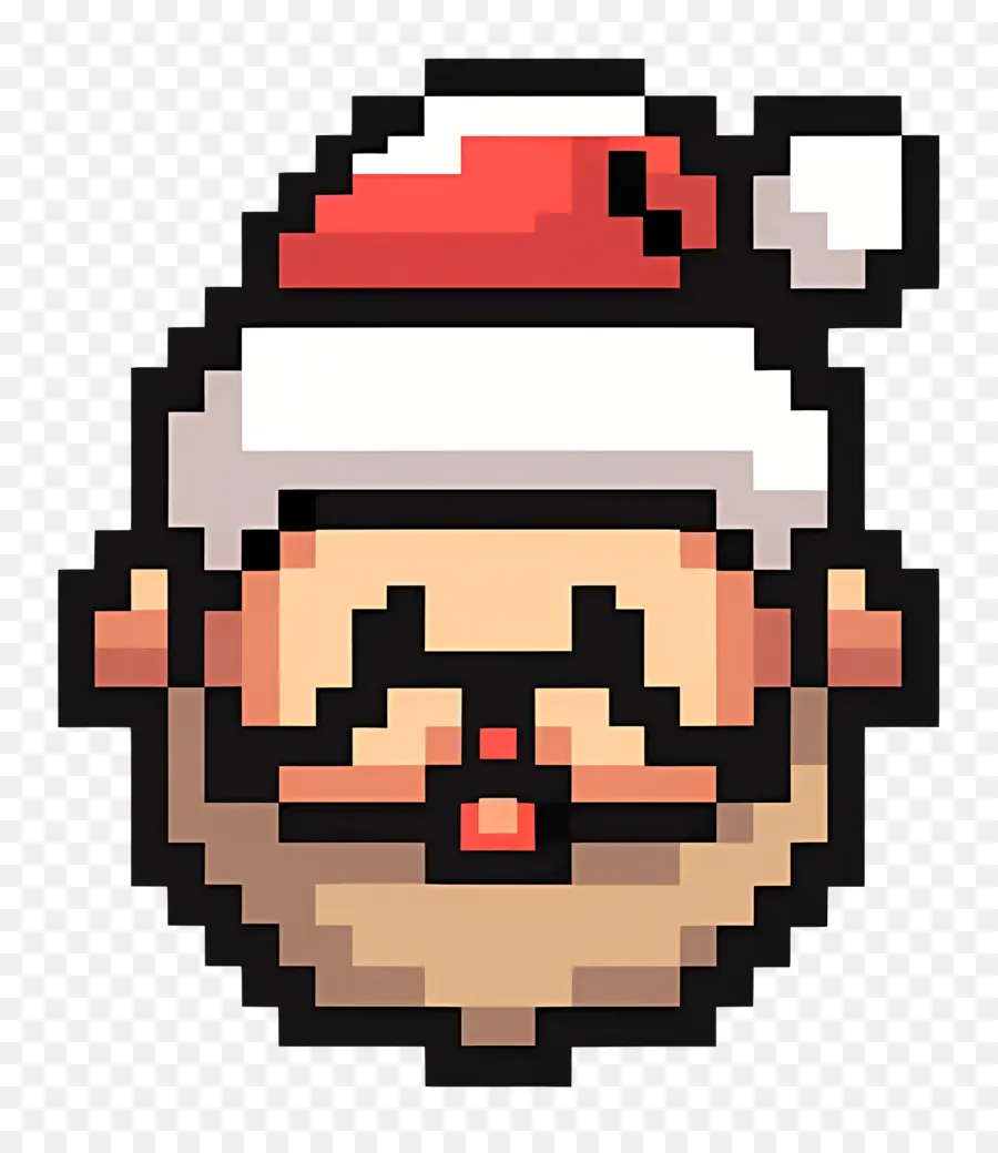 Tête De Père Noël，Visage Du Père Noël Pixel PNG