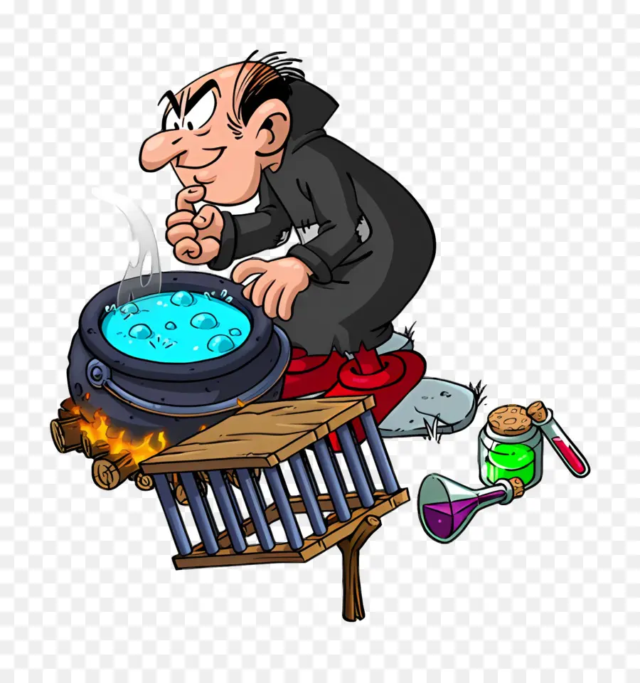 Gargamel，Méchant De Dessin Animé Avec Chaudron PNG