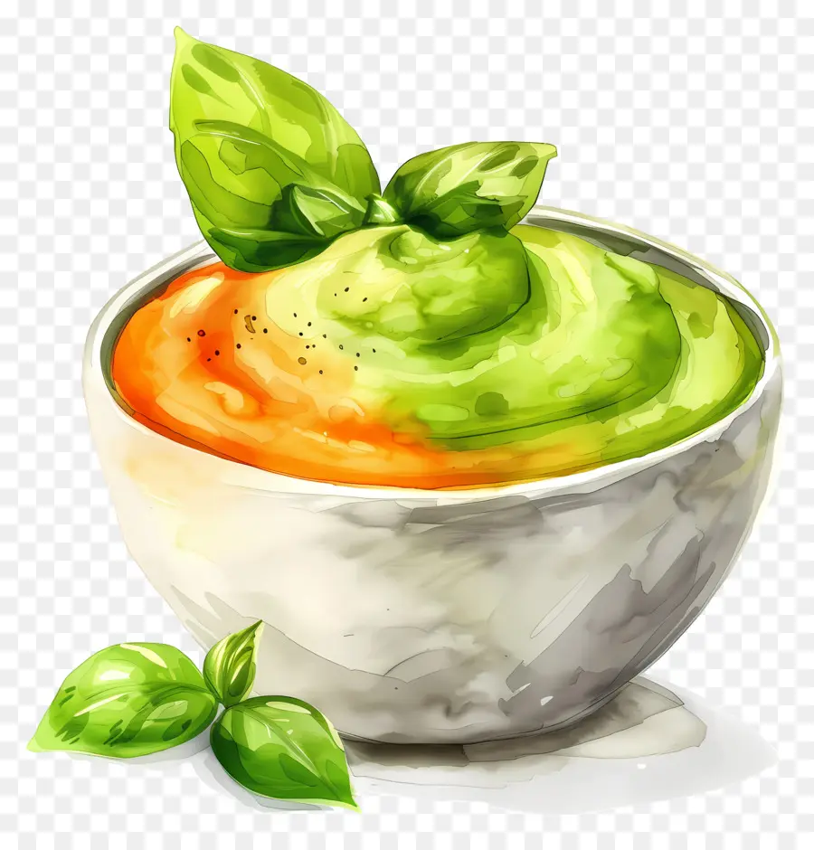 Purée De Légumes，Trempette Verte Et Orange PNG