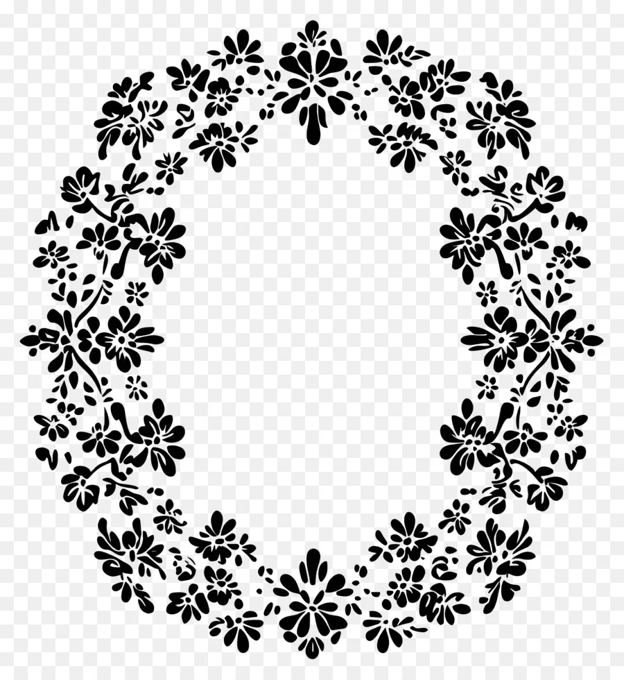 Bordure En Dentelle，Ovale Floral Noir PNG