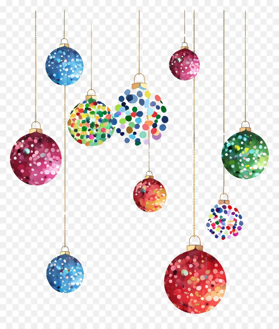 Ornements De Boules De Confettis，Ornements Colorés PNG