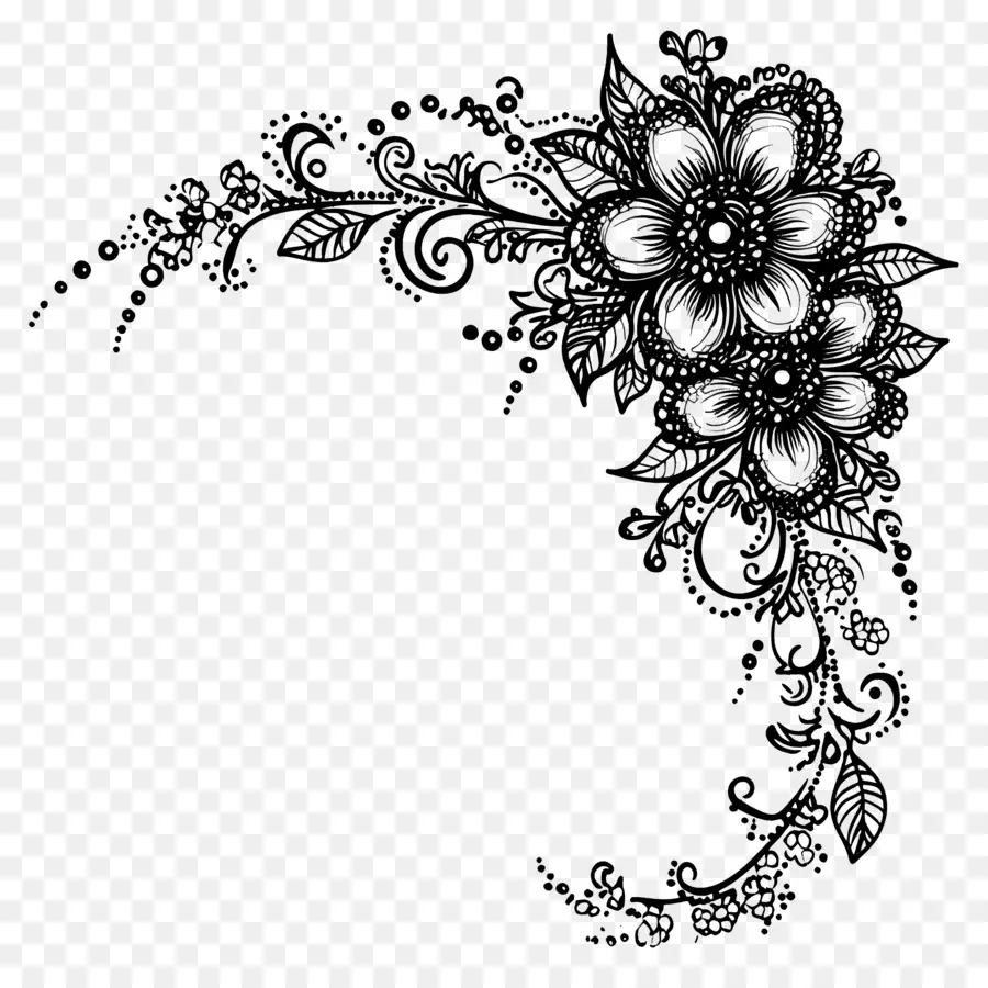 Bordure En Dentelle，Conception Florale PNG