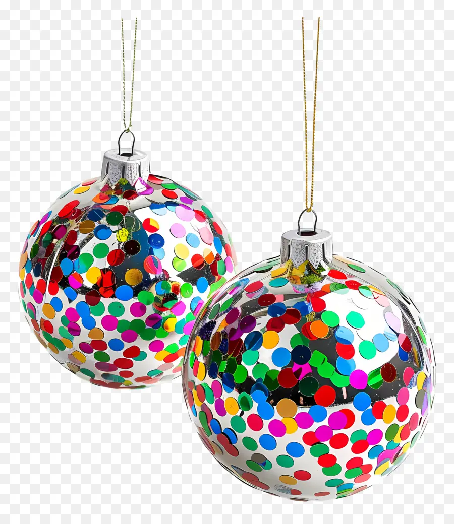 Ornements De Boules De Confettis，Ornements Colorés PNG