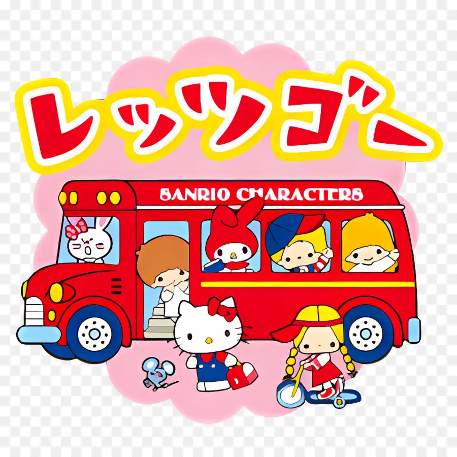 Bonjour Kitty，Personnages De Sanrio Dans Le Bus PNG