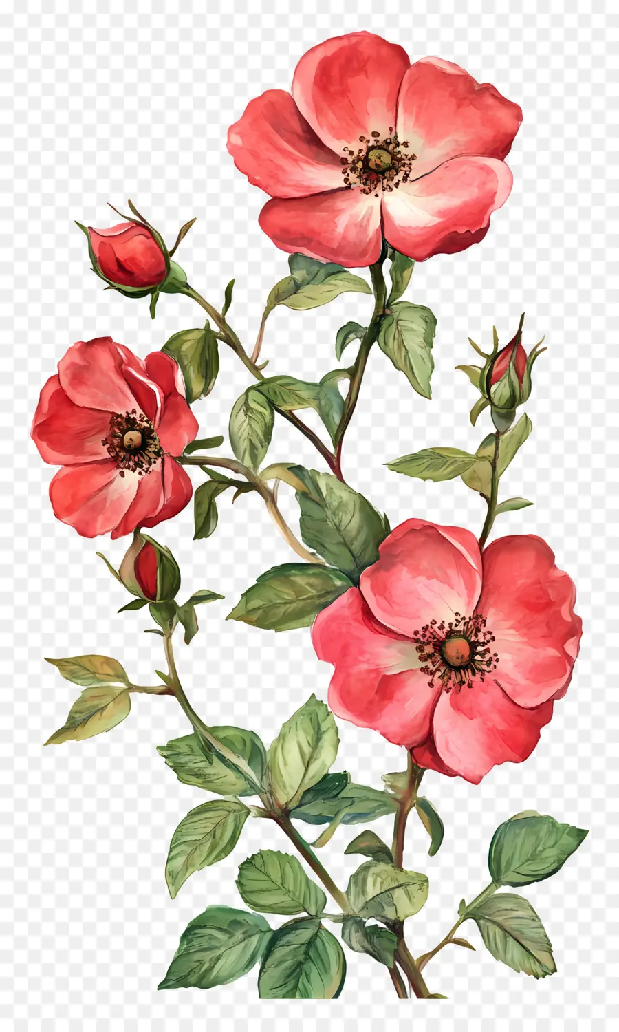 Bordure Rose，Fleurs Rouges PNG