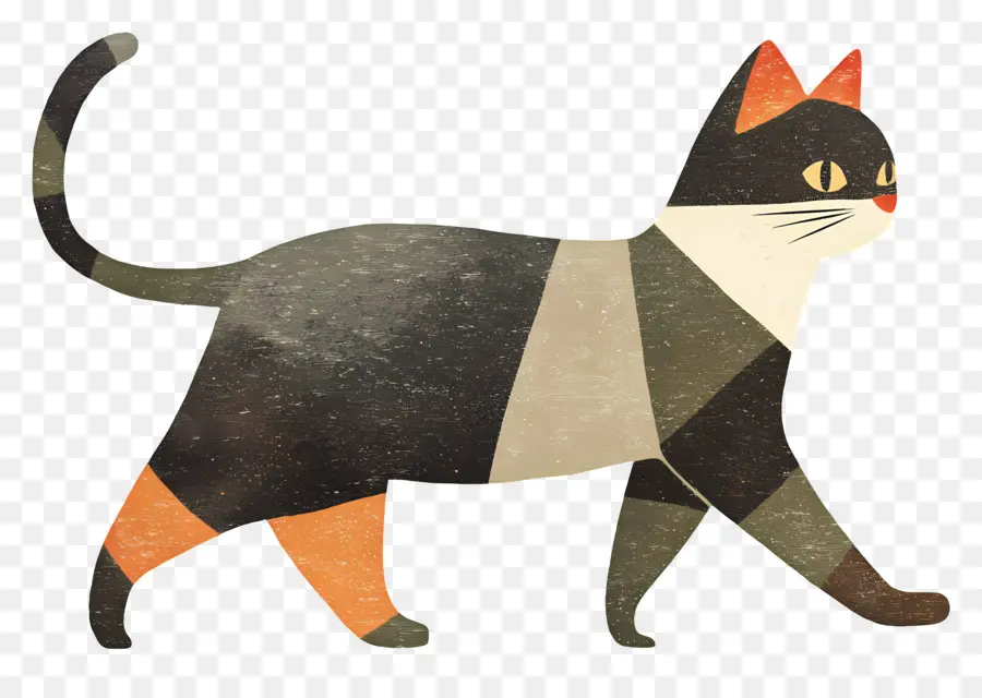 Chat Qui Marche，Chat Stylisé PNG