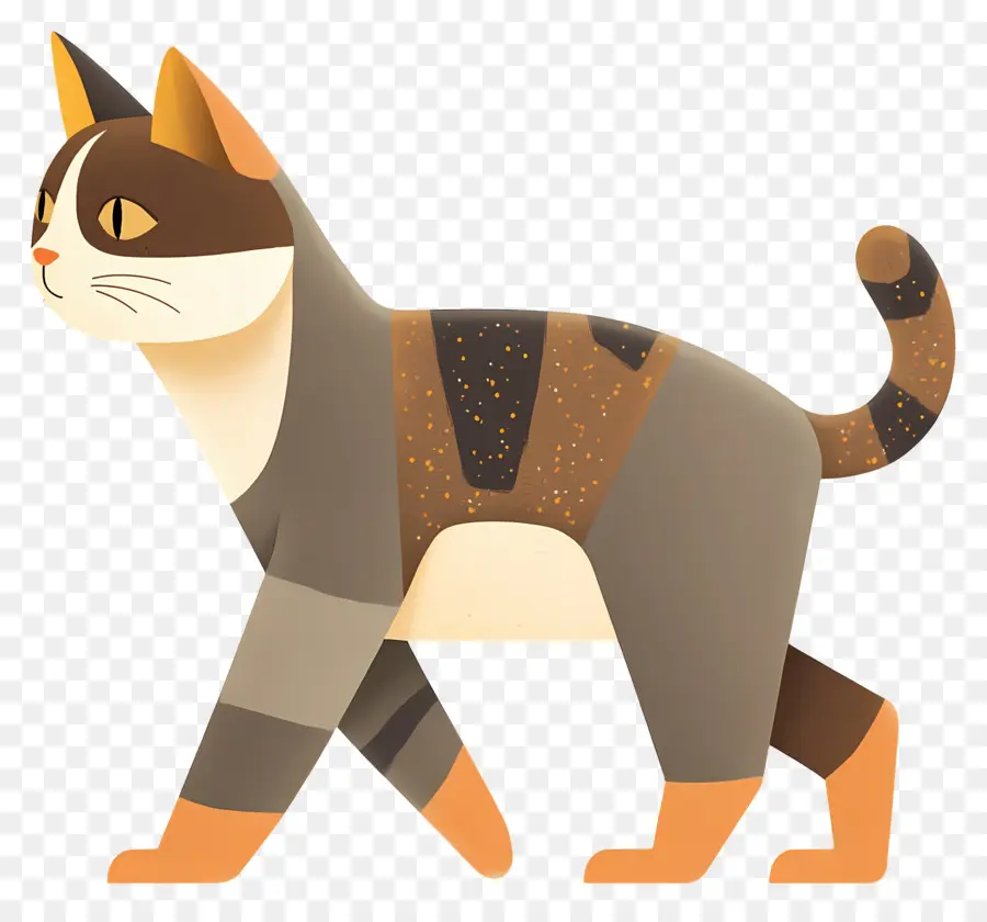 Chat Qui Marche，Chat Stylisé PNG